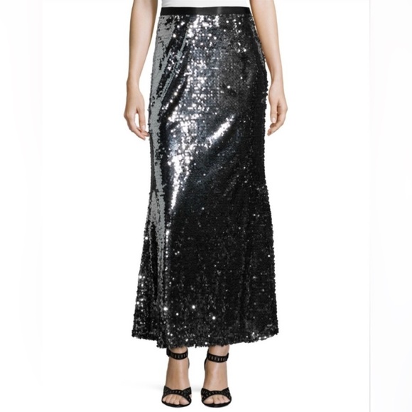 Carmen Marc Valvo Sequin Jolie High Waist Maxi Skirt